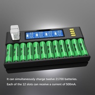 ชาร์จแบตเตอรี่ได้12อ่าว LCD สำหรับ20700แบตเตอรี่ Li Ion LiFePO4 NiMH 9V 21700พร้อมควบคุมไมโครคอมพิวเ