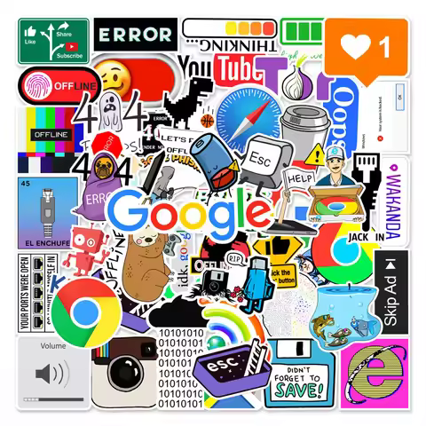 10/30/50pcs Cartoon Programming 404 Network Error Graffiti Stickers DIY Laptop Motorcycle Car Comput