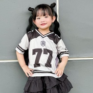 Customizable Kids Sports Jersey - Grey Color, Number 77