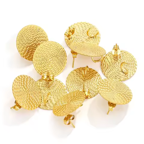 10pcs Stainless Steel Bohemian Compiled Round Earring Stud Fashion Earring Base Connectors DIY Earri