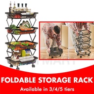 Multi Purpose Foldable Storage Rack Kitchen Rack Foldable Trolley Rack
