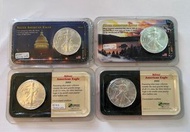 🇺🇸 🦅 「 美國鷹揚銀幣1盎司 」  (4個)  2000年、2001年、2002年  Enhanced American 1oz Fine Silver EAGLE coin x 4pcs