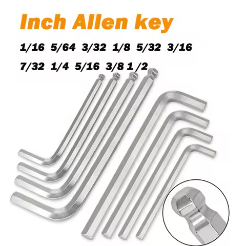 1/16 5/64 3/32 1/8 5/32 3/16 7/32 1/4 5/16 3/8 1/2 Inch L Shape Ball End Long Arm Hex Key Screwdrive