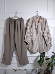 COD Setelan Combinasi  WANITA Terlaris JUMBOO MOTIF SALUR  / Sett cell Rayon twill / setelan baju ke
