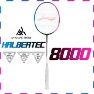Lining Halbertec 8000 Full Carbon Badminton Racket - Pre-Stretched 11kg, Maximum 13kg (Accessories I