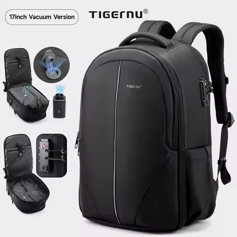 Tigernu Vacuum Backpacks Compression Travel Backpacks 15.6-17 Laptop Backpack Men TSA Anti Theft Bac