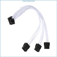 VIVI White Sleeved GPU Power Cable PCIe 5 0 12VHPWR 16Pin to 3X8Pin PC Cable for Desktop PC Building