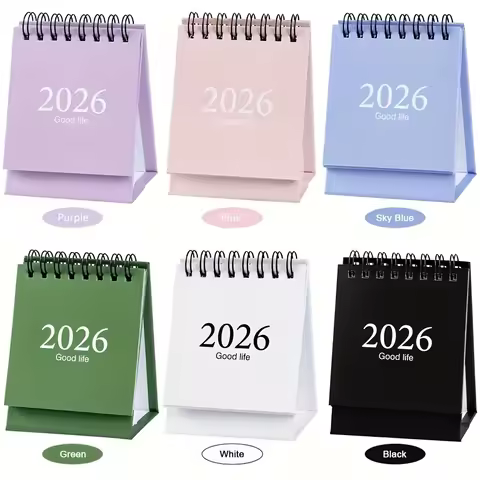 Mini Desktop Calendar, Pocket-Style from January 2026 to July 2027 with Standing Flip Steel Core for