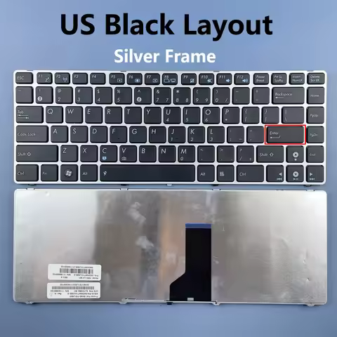 US Laptop Keyboard For ASUS A42J X42 UL30 UL80 X43J K43 X43S K42 P43J UL30A UL30V Series Silver Fram