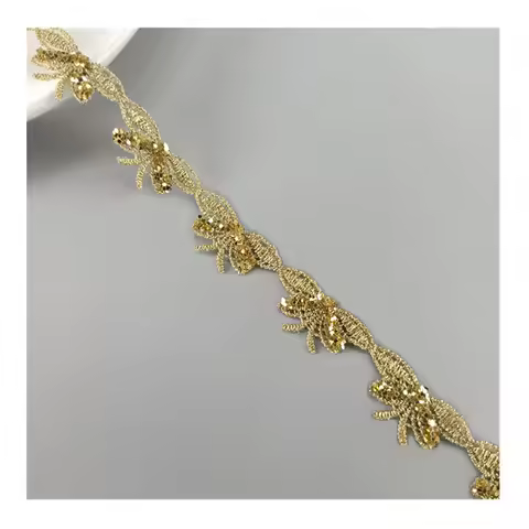 5Yards 1.5CM Width Gold Sequin butterfly Lace Trim For Garment Sewing Accessories Applique just a tr
