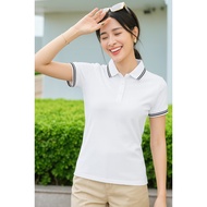 White Polo Shirt with 2 Black Stripes 24h Fashion Down Form as Uniform for Men and Women