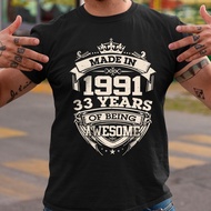 Vintage Made In 1991 Limited Edition 33 Years Of Being Awesome Birthday Men T Shirt Born Old 33th Pa