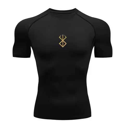 Men's Bodybuilding Short Sleeve Compression Shirt Man Breathable Compression Shirt Quick Dry Workout