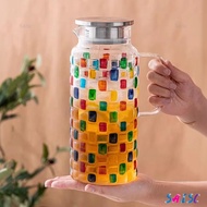 Art Aesthetic Water Jug Transparent Glass Jug with Handle Large Capacity Glass Teapot Coffee Jug Hou