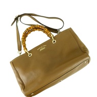 Gucci 經典竹節 購物袋 中型 2WAY 包 牛皮 - 01409