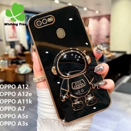 สำหรับ OPPO A12 / OPPO A12e / OPPO A11k / OPPO A7 / OPPO A5s / OPPO A3s นักบินอวกาศยึดหรูหราชุบทองกรณีโทรศัพท์อ่อนปก