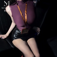 OL Secretary Style High Waist Elastic Leather Skirt 9496