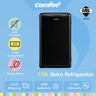 Comfee Retro 110L Single Door Fridge - Quiet Operation Energy Efficient - Small Household Essential