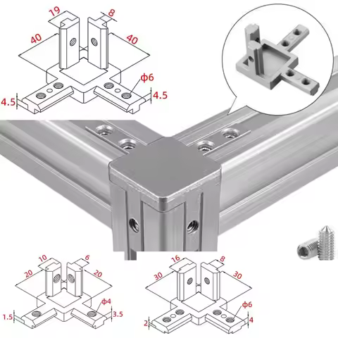 10 Pcs 3 Way Corner Bracket Connector EU 2020 3030 4040 With Screws For Standard T Slot Aluminum Ext