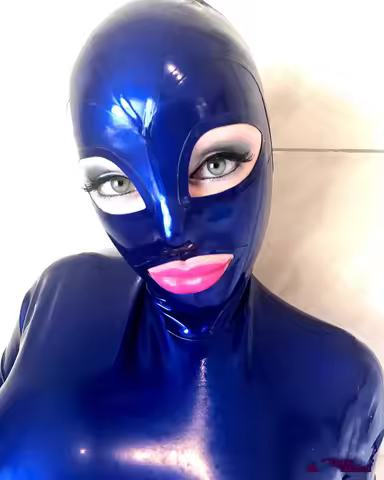 Latex Hood Mask Open Eyes and Nose Holes Open Mouth With Back Zipper