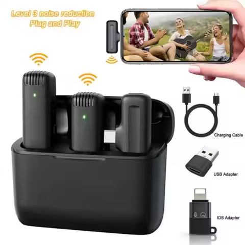 J13 Wireless Lavalier Microphone with Charger Case Portable Audio Video Receiver Mini Mic For Phone 