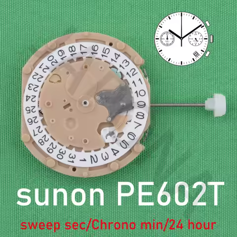 PE602T china sunon PE60 Quartz Watch sweep second chronograph 3/9 small hands sunon PE60 cheap subst