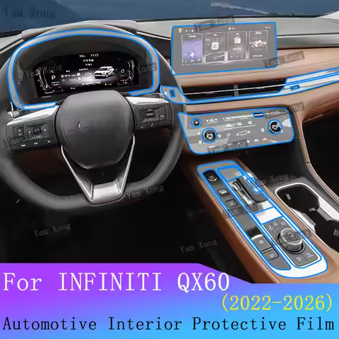 For INFINITI QX60 2026 2025 2024-2022 Full Set Interior Film Transparent TPU Gear Panel Navigation C