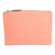 HERMES Togo皮革Bazar Pouch PM銀扣手拿包Flamingo