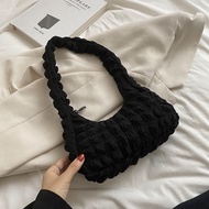Underarm Women's Bag  Bubble Pleated Shoulder Bag Black One