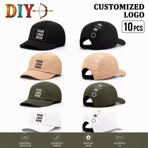 Pack of 10 Customizable Quick-Dry Baseball Caps—Add Personalized Text, Photos, or Logos. Stylish and