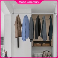 Moon Rosemary Wardrobe Hanger Pipe Bracket 25mm Dia Clothes Pole Curtain Rod Ceiling Home Use Clothes Drying Rack Seat Hanging Rail Rod Flange Tube Holder