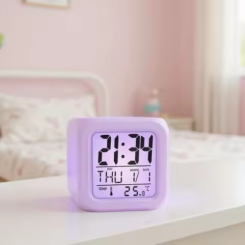 Lovely Colorful Change Alarm Clock Cube Alarm Clock Creative Home Alarm Clock Luminous Small Alarm C