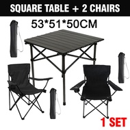 【Seeking】Table+2 Chairs 1SET Outdoor Camping Folding Chair Glamping Camping Picnic Table Meja Lipat