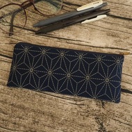 手工製作 海軍藍和風六角星星 筆袋 眼鏡袋 餐具袋