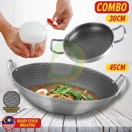 Dafi_market [ RM109 COMBO ] 45CM Honeycomb Cooking Wok + 30CM Frying Pan + Garlic Cutter
