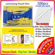 100 pcs sheets per pack Laminate Laminator 2R 3R 4R 5R 6R A4 Laminating Film Pouches Pouch 55mic 100