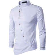 Design 2023 Kurta Lelaki Viral Slant Button Embroidery Men Shirt Long Sleeve Slim Fit Muslim Baju Melayu Formal Raya