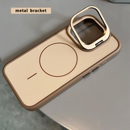 Titanium Desert Metal bracket Matte Acrylic hard case Fine circle compatible for iPhone 16 15 14 13 