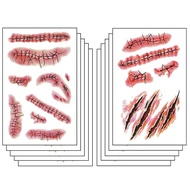 Halloween Temporary Tattoos 3D Body Face Realistic Fake Stitches Tattoo Sticker Waterproof for Chuck