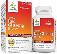 Terry Naturally HRG80 Red Ginseng Energy – 30 Easy Chew Tablets – Energy Support Supplement – Korean Red Ginseng Root Powder, Panax Ginseng, HRG80, Non-GMO, Vegan, Gluten Free – 30 Servings