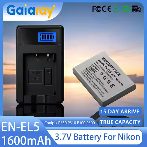 ENEL5 EN-EL5 EL5 Fully Decoded Camera Battery + LED USB Charger for Nikon Coolpix P530 P520 P100 P50