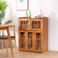 HY/💯Solid Wood Sideboard Storage Cabinet Cupboard Simple Modern Breathable Cupboard Food Cupboard Household Multi-Layer