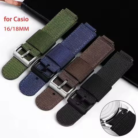 Nylon Sport Strap for Casio AE-1200 SGW-300/400/500 W-800H GM110 GM2100 Canvas Bracelet 16mm 18mm Qu