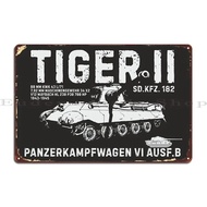 German Tiger II Tank Metal Sign Custom WW2 Tin Poster Wall Decor