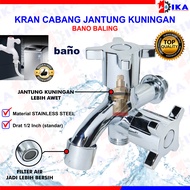 Kran Cabang Shower 1/2" Besi Engkol Keran Air Nikel Double Dobel