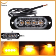 breeze 12V- 24V Warning Light 4 LED Bar Car Truck Strobe Flash Emergency Light Lamp