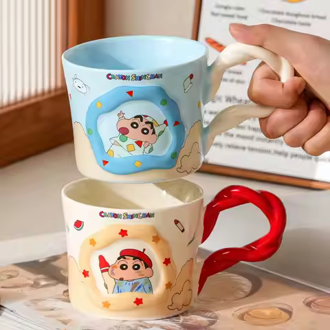 Coffee Mug Crayon Shin Chan Ceramic Couple Shiro Himawari Water Cup Birthday Gift Kawaii Japanese An