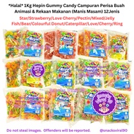 (12JENIS) HALAL 1Kg Hepin Gummy Candy Campuran Perisa Buah Animasi & Rekaan Makanan SV90