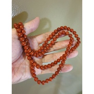 7.5mm SiChuan WaXi Nan Hong Agate solid persimmon red round beads 108 mala beads/necklace/3 to 4 loops bracelet