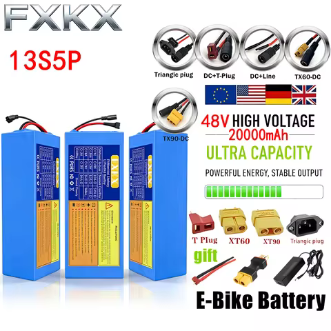 Brand New 13S5P 18650 Lithium battery 48V 20Ah 16Ah BMS 0-1500W For E-tools motorcycle scooter batte